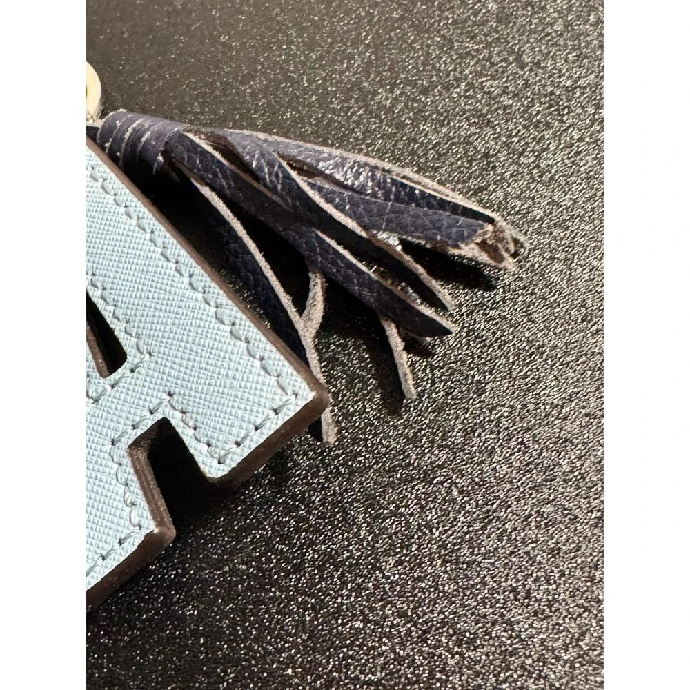 Rebecca Minkoff Letter A Light Blue Saffiano Tassel Charm Keychain‎ Bag Fob - Picture 11 of 12